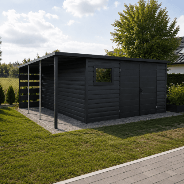 Domek narzędziowy z wiatą (drewutnią) DW-501
