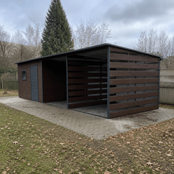 Domek narzędziowy z wiatą (drewutnią) DW-503