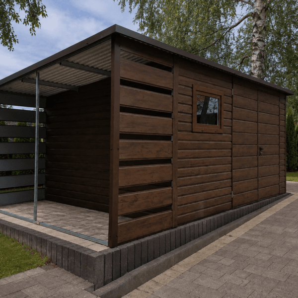 Domek narzędziowy z wiatą (drewutnią) DW-510